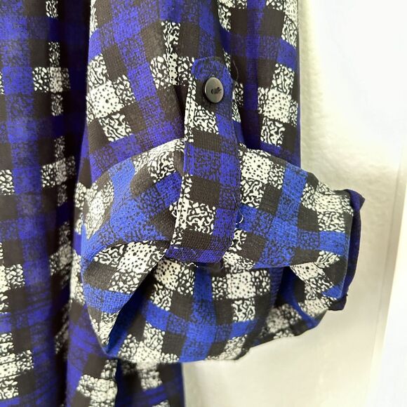 Antilia Femme Blouse - Midnight Blue Tunic Plaid Graphic Pattern - Picture 8 of 9